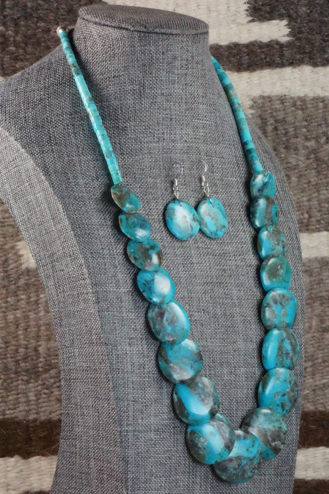 Turquoise & Sterling Silver Necklace and Earrings Set - Joe Garcia