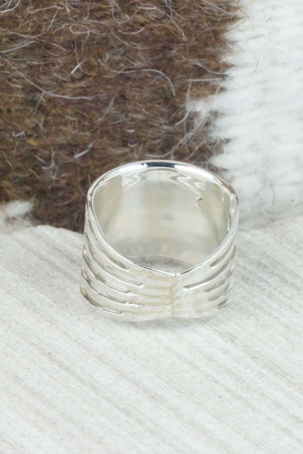 Turquoise & Sterling Silver Inlay Ring - Claresse Kylestewa - Size 7