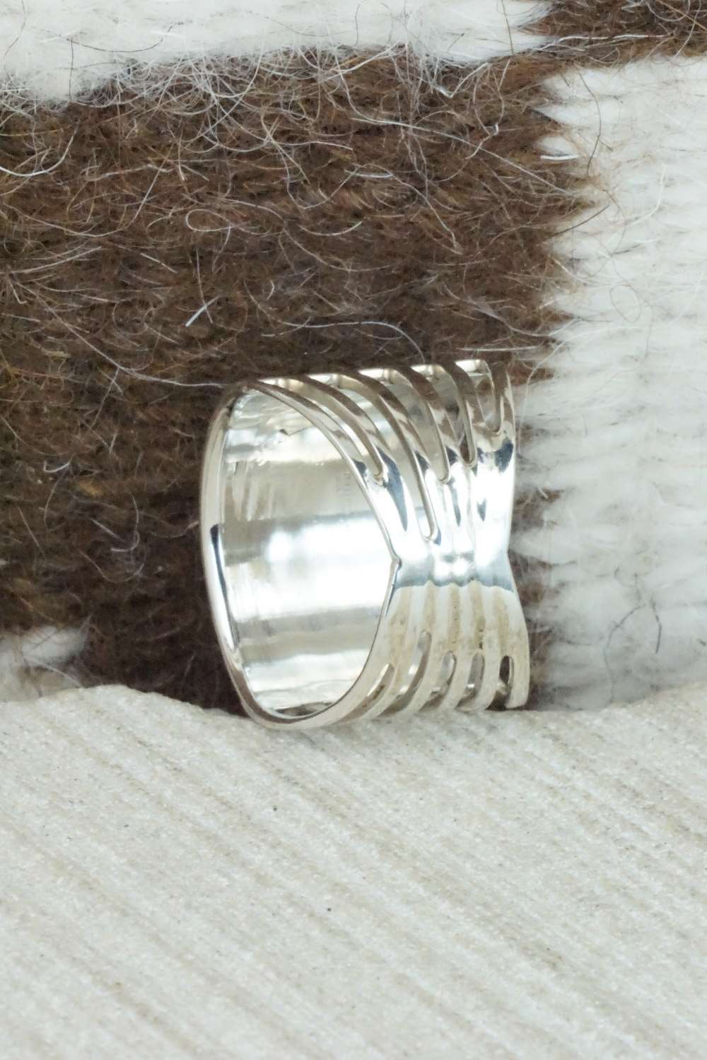Turquoise & Sterling Silver Inlay Ring - Claresse Kylestewa - Size 7