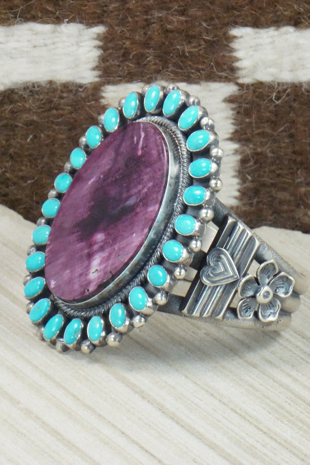 Spiny Oyster, Turquoise & Sterling Silver Bracelet - Hemerson Brown