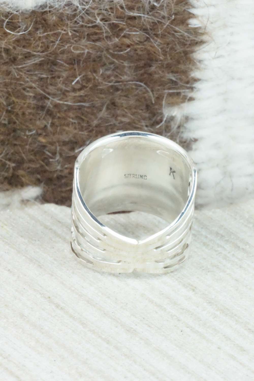 Turquoise & Sterling Silver Inlay Ring - Claresse Kylestewa - Size 7.25