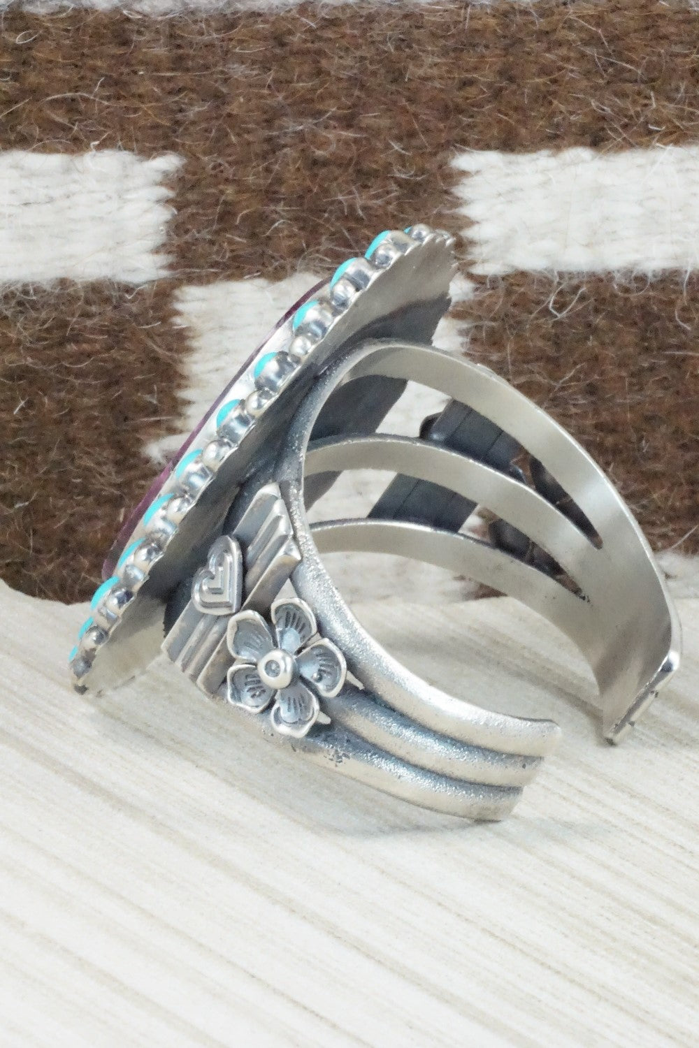 Spiny Oyster, Turquoise & Sterling Silver Bracelet - Hemerson Brown