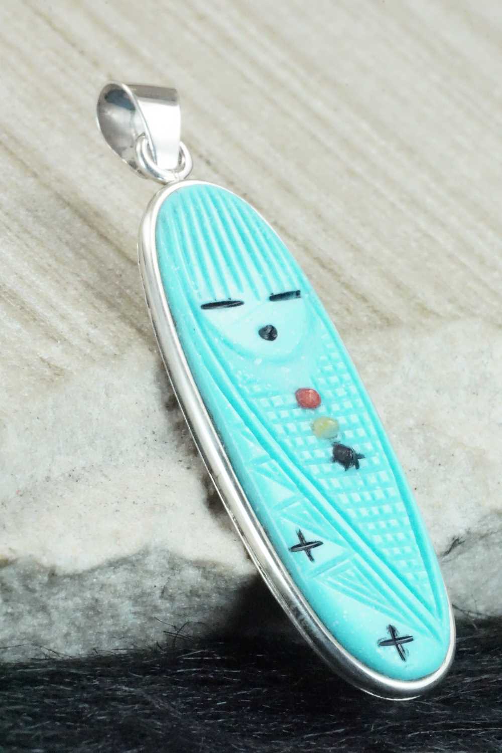 Turquoise & Sterling Silver Pendant - Stuart Quandelacy