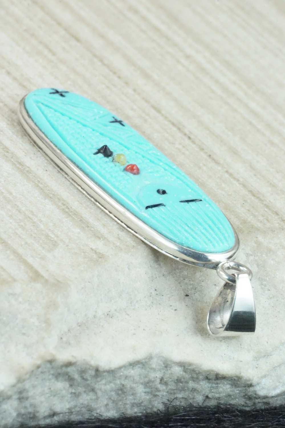 Turquoise & Sterling Silver Pendant - Stuart Quandelacy