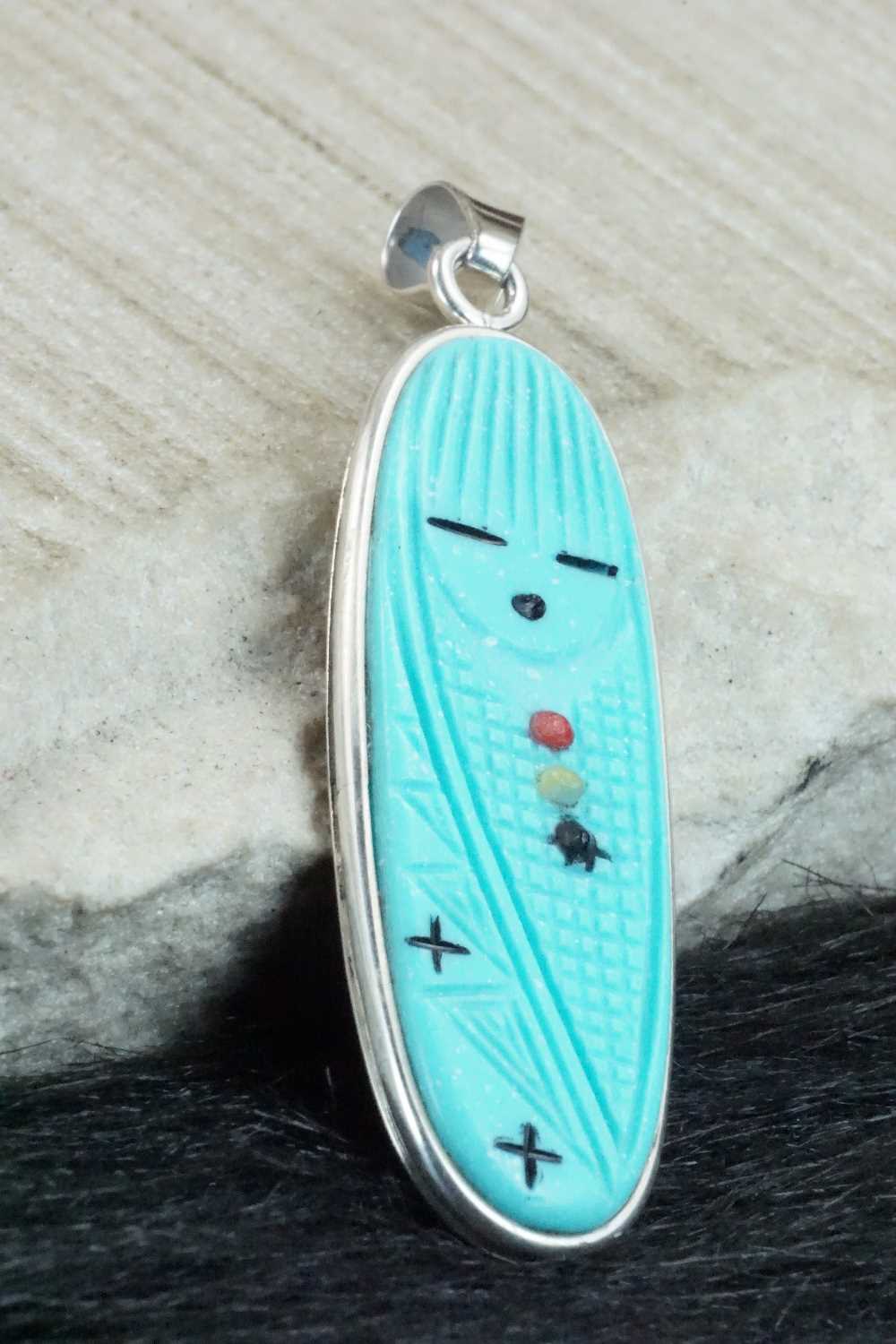 Turquoise & Sterling Silver Pendant - Stuart Quandelacy