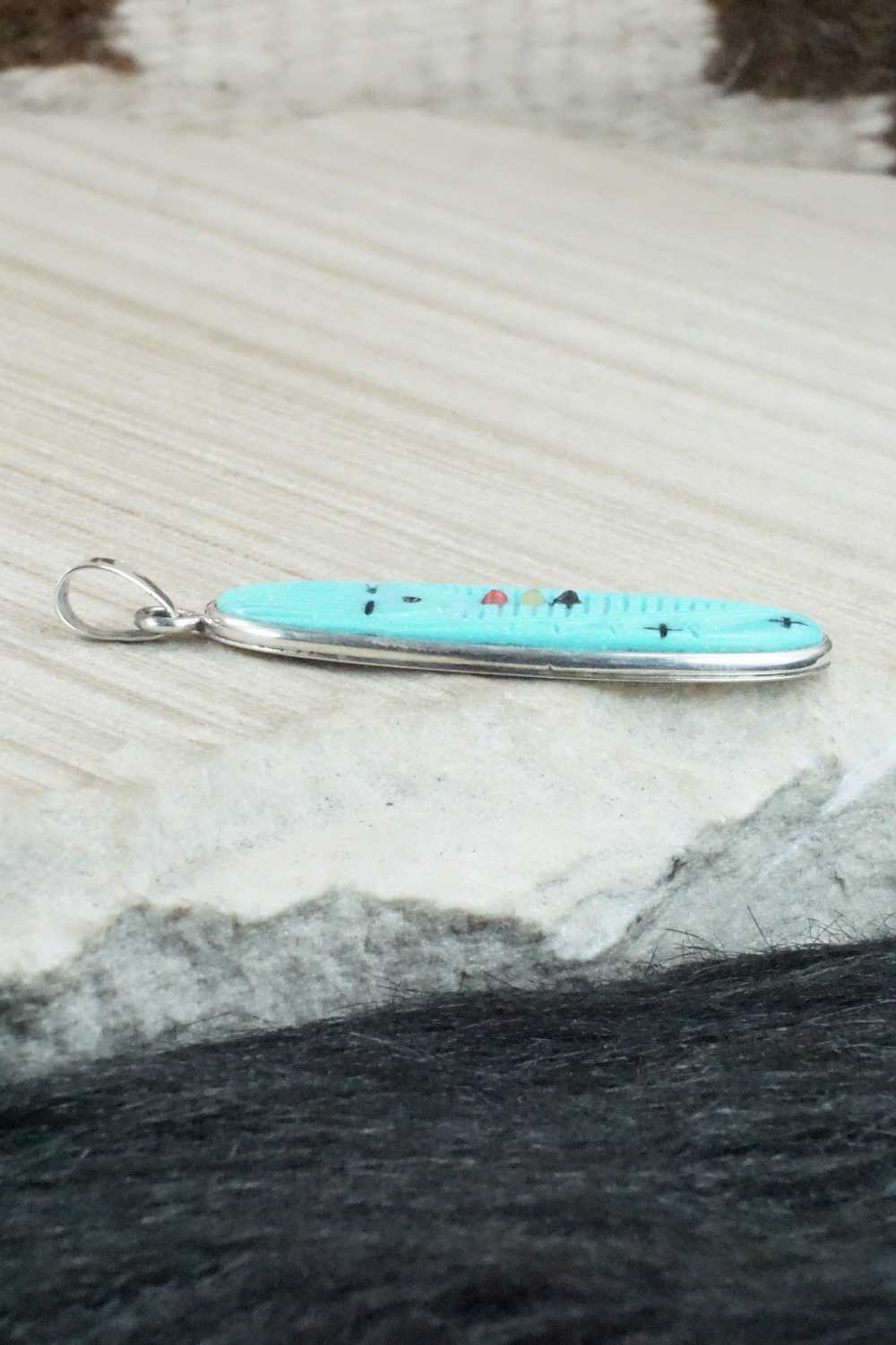 Turquoise & Sterling Silver Pendant - Stuart Quandelacy