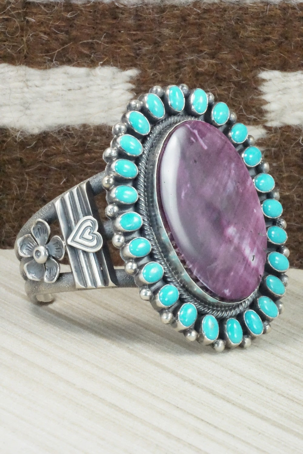 Spiny Oyster, Turquoise & Sterling Silver Bracelet - Hemerson Brown