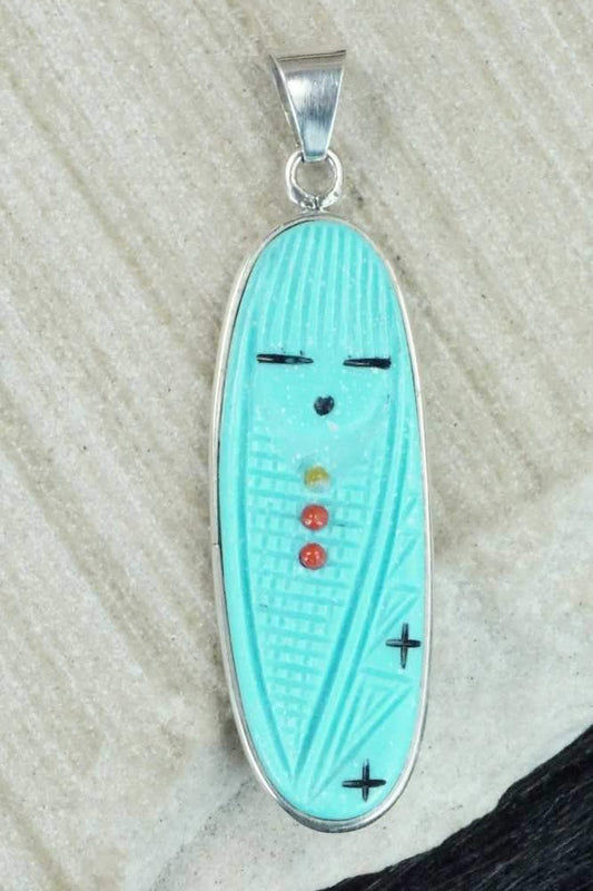 Turquoise & Sterling Silver Pendant - Stuart Quandelacy