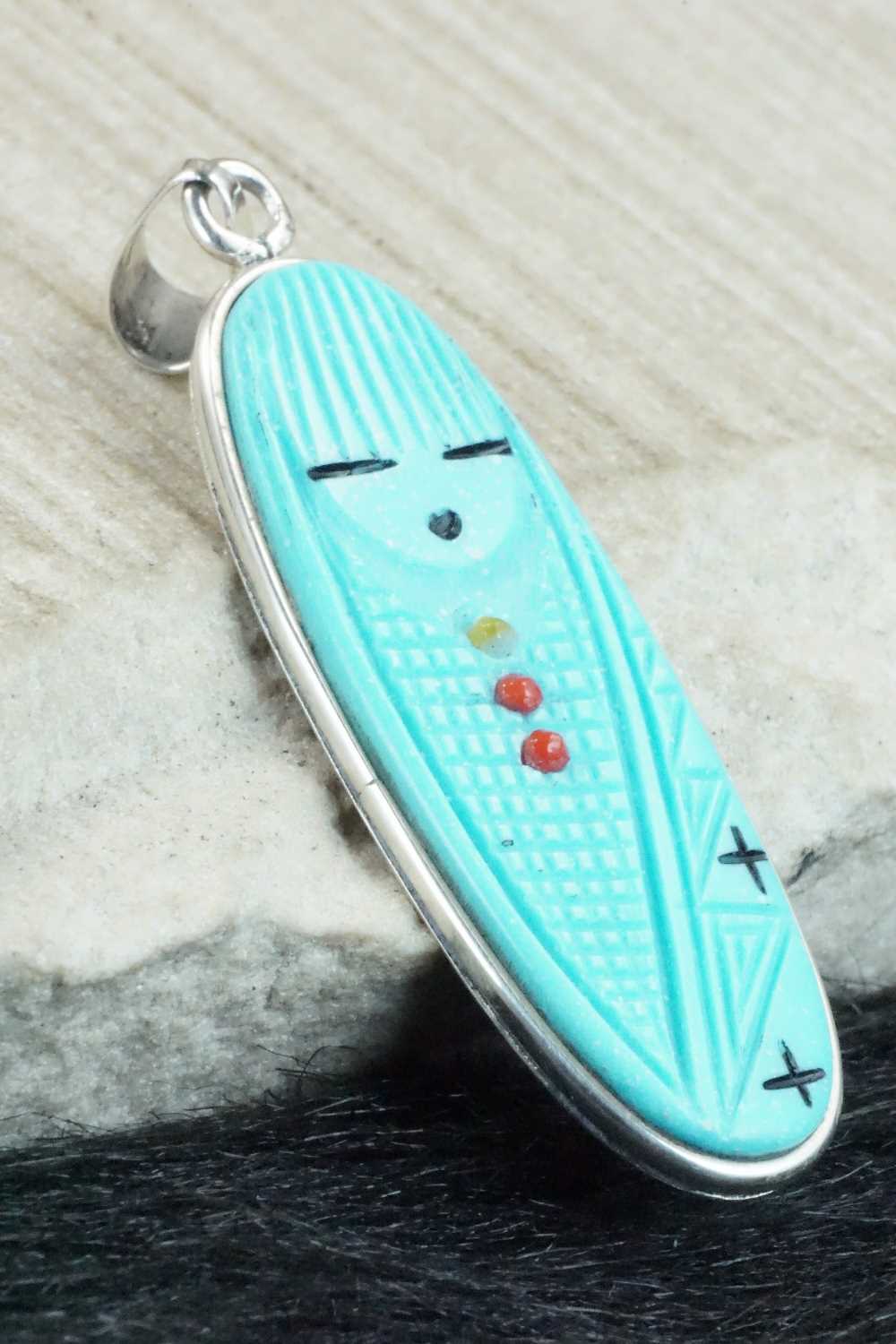 Turquoise & Sterling Silver Pendant - Stuart Quandelacy