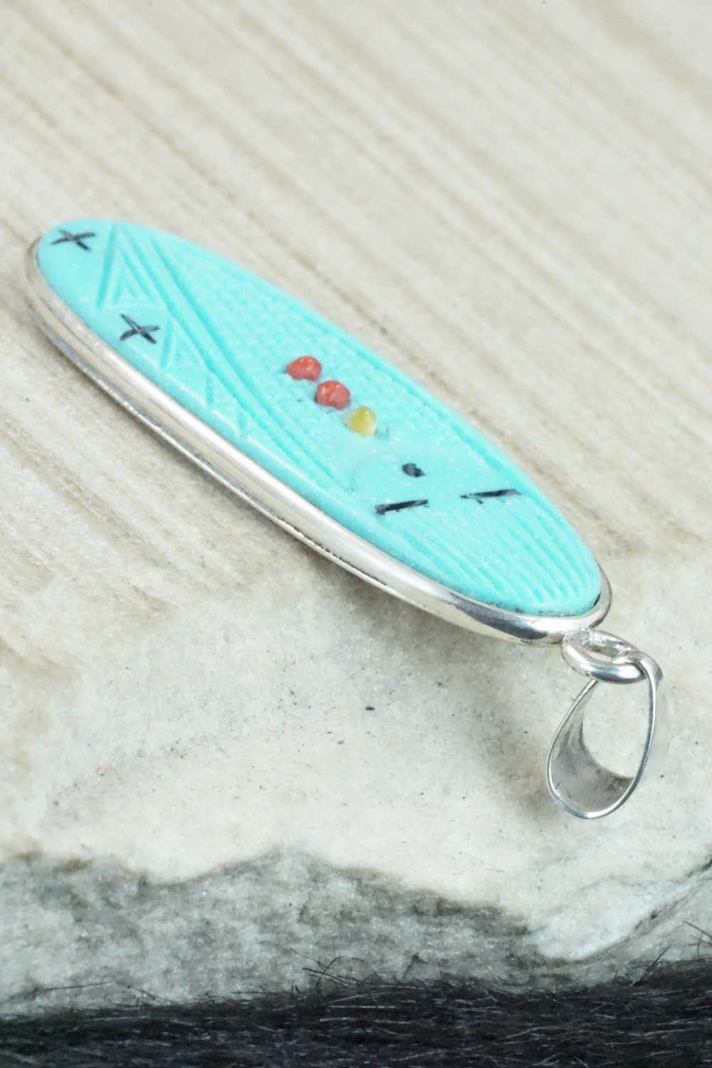 Turquoise & Sterling Silver Pendant - Stuart Quandelacy