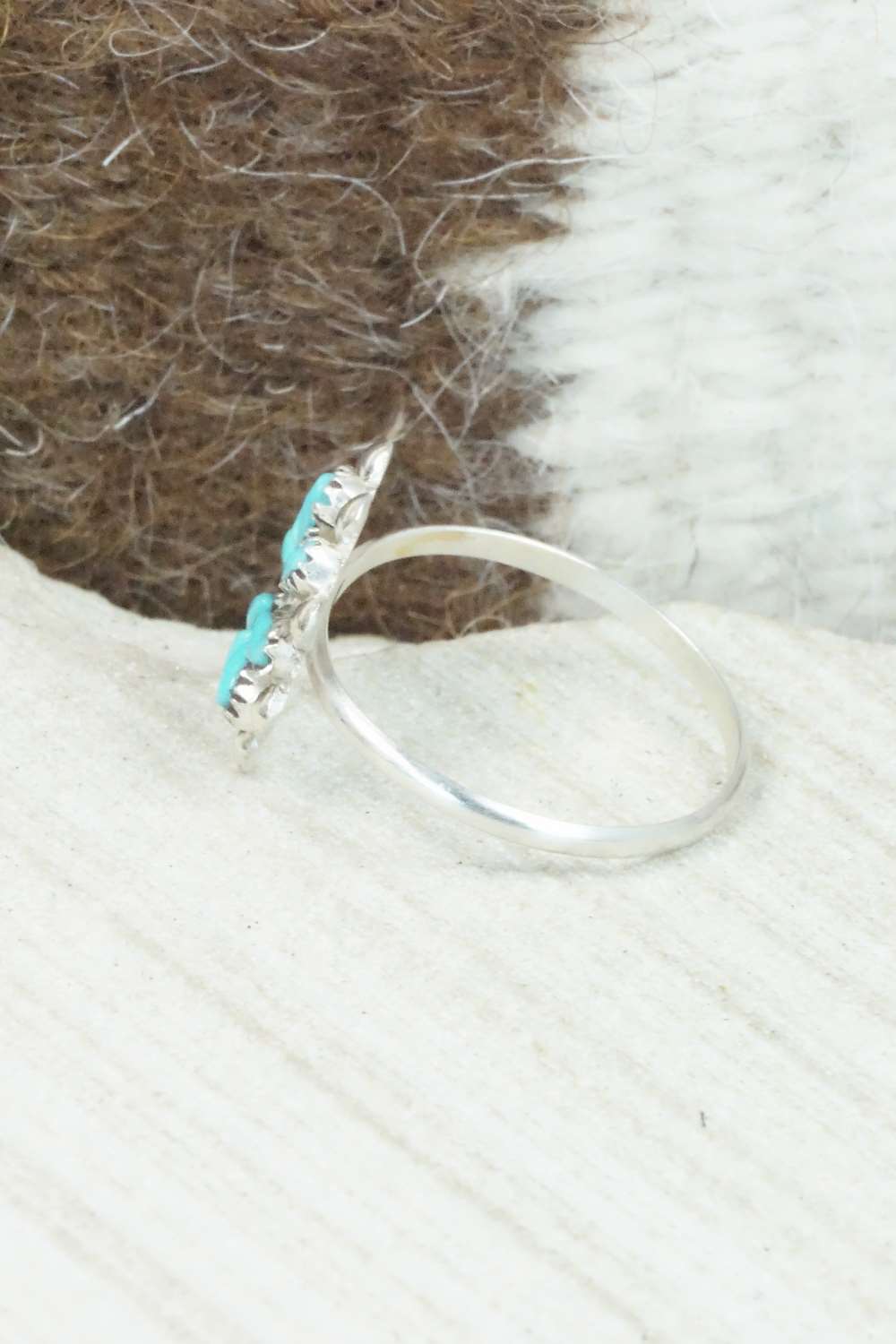 Turquoise & Sterling Silver Ring - David Leekity - Size 8.75