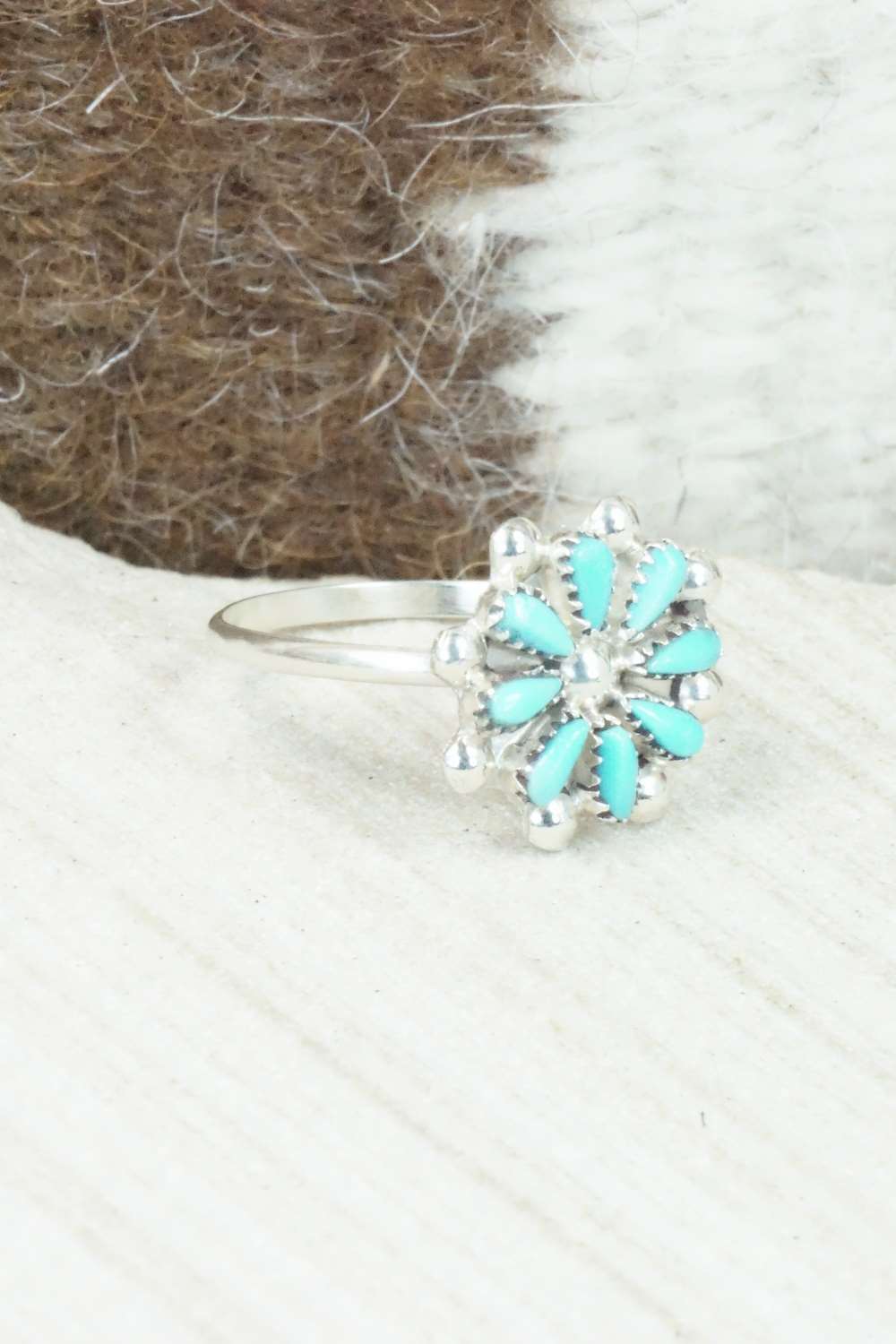 Turquoise & Sterling Silver Ring - David Leekity - Size 8.75