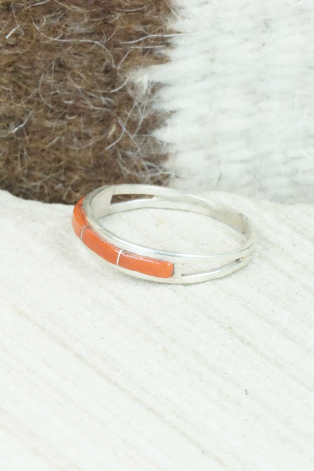 Coral & Sterling Silver Ring - Jamie Johnson - Size 9.75
