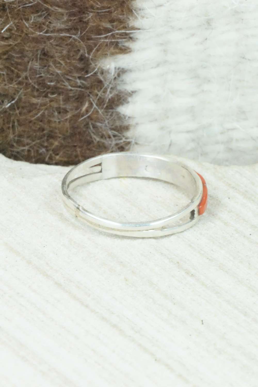 Coral & Sterling Silver Ring - Jamie Johnson - Size 9.75