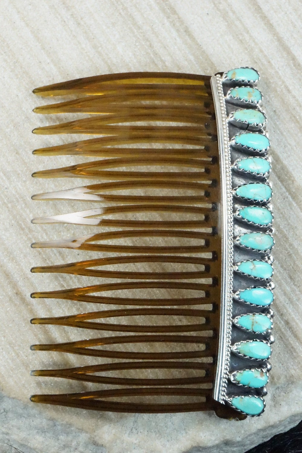 Turquoise & Sterling Silver Hair Combs - Zeita Begay
