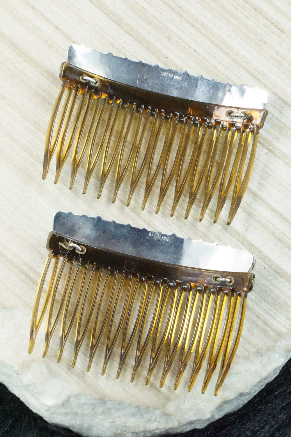Turquoise & Sterling Silver Hair Combs - Zeita Begay
