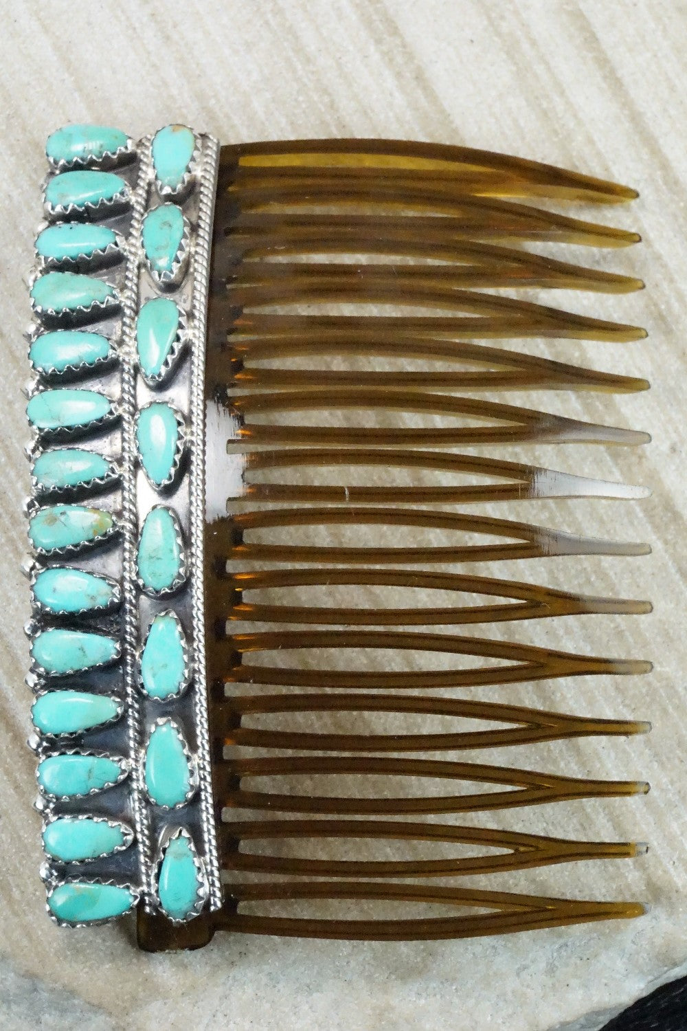 Turquoise & Sterling Silver Hair Combs - Zeita Begay