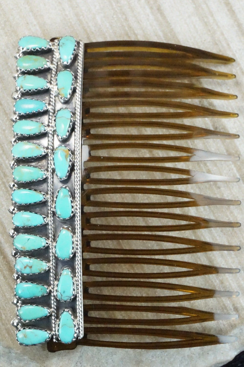Turquoise & Sterling Silver Hair Combs - Zeita Begay