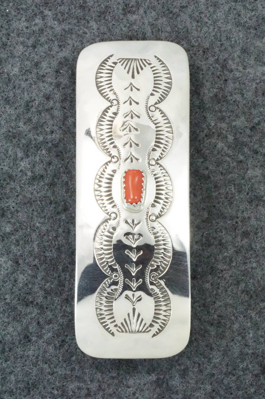 Coral & Sterling Silver Hair Barrette - Jolene Begay