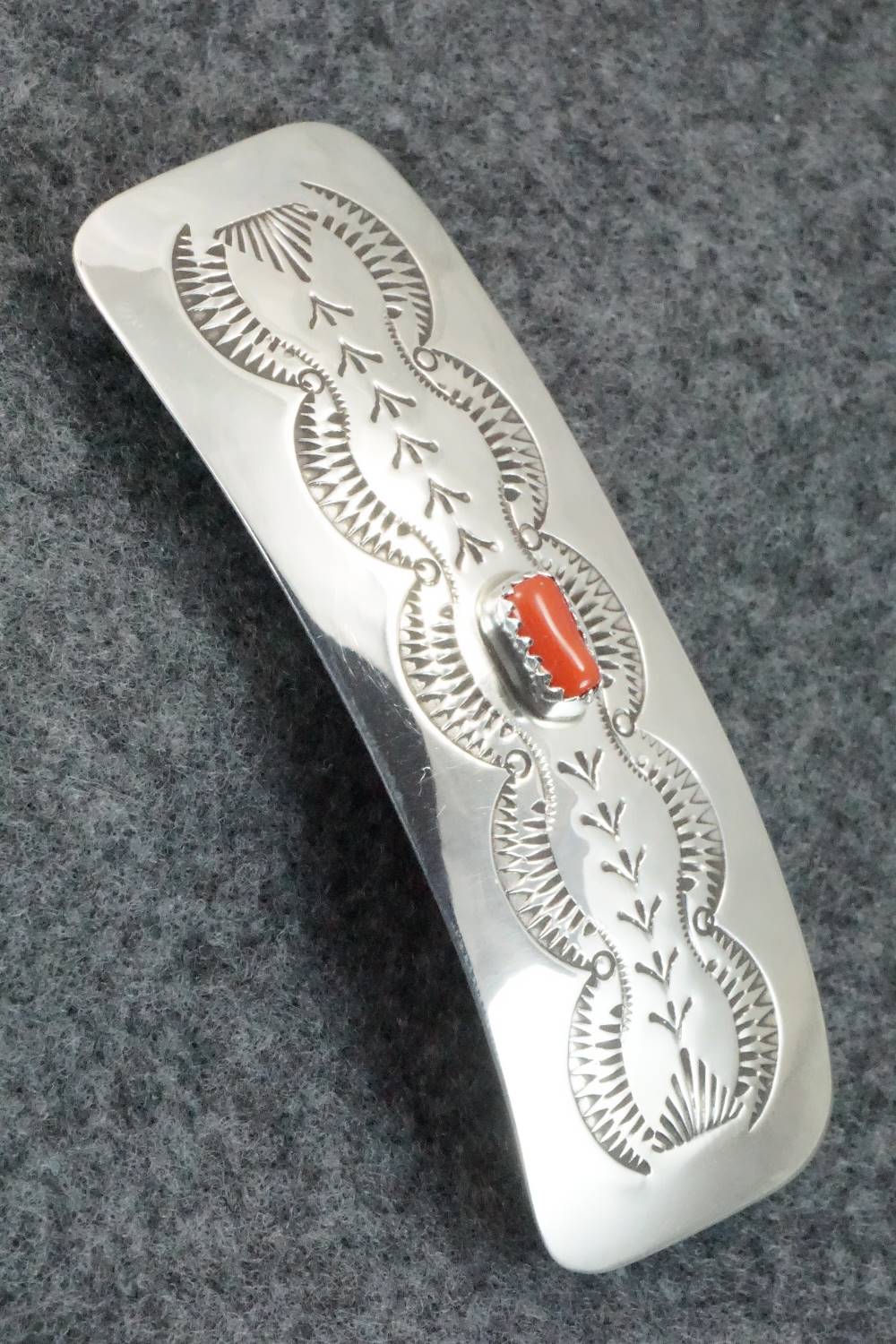 Coral & Sterling Silver Hair Barrette - Jolene Begay