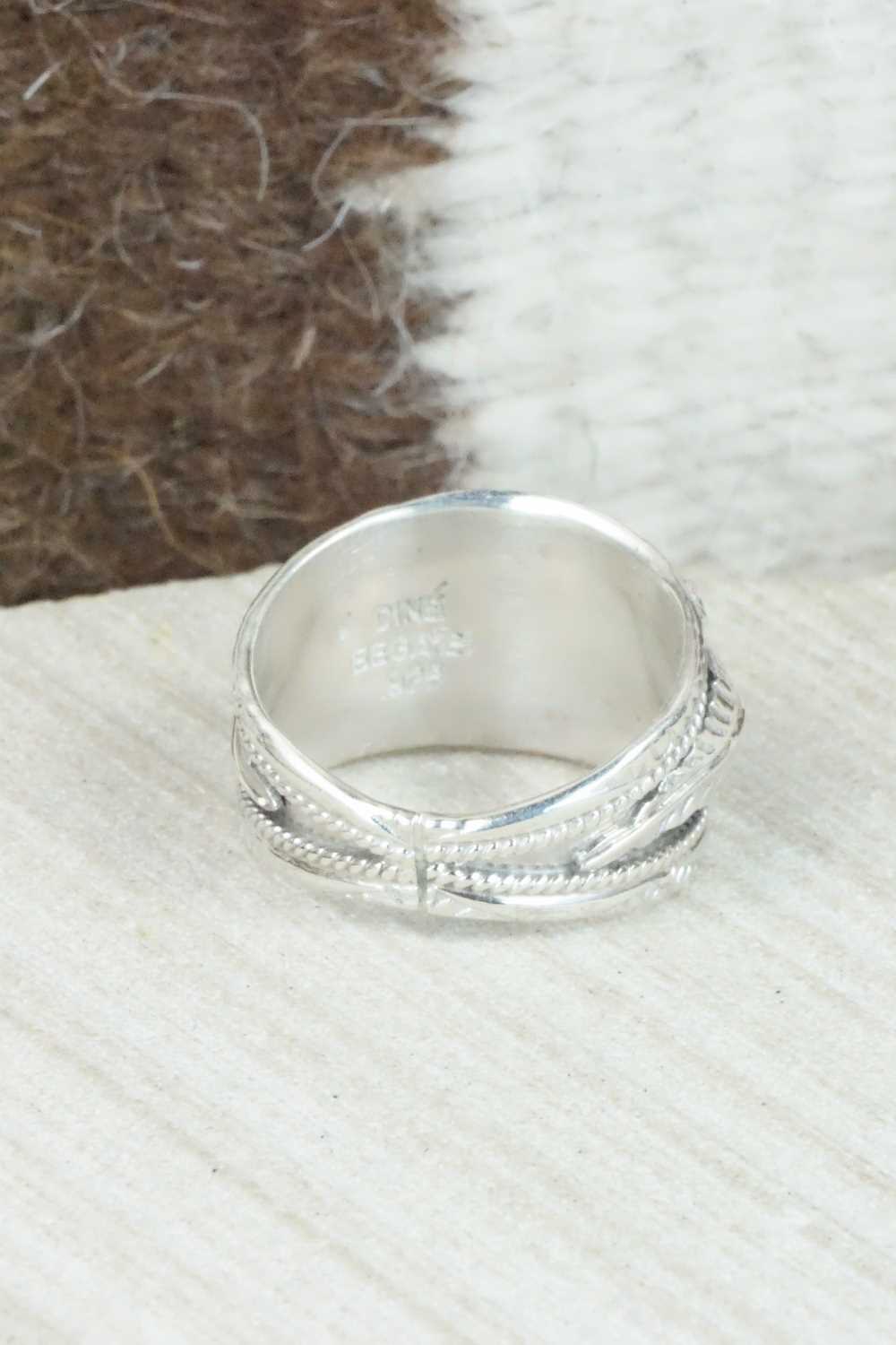 Turquoise, Coral and Sterling Silver Ring - Betty Begaye - Size 9