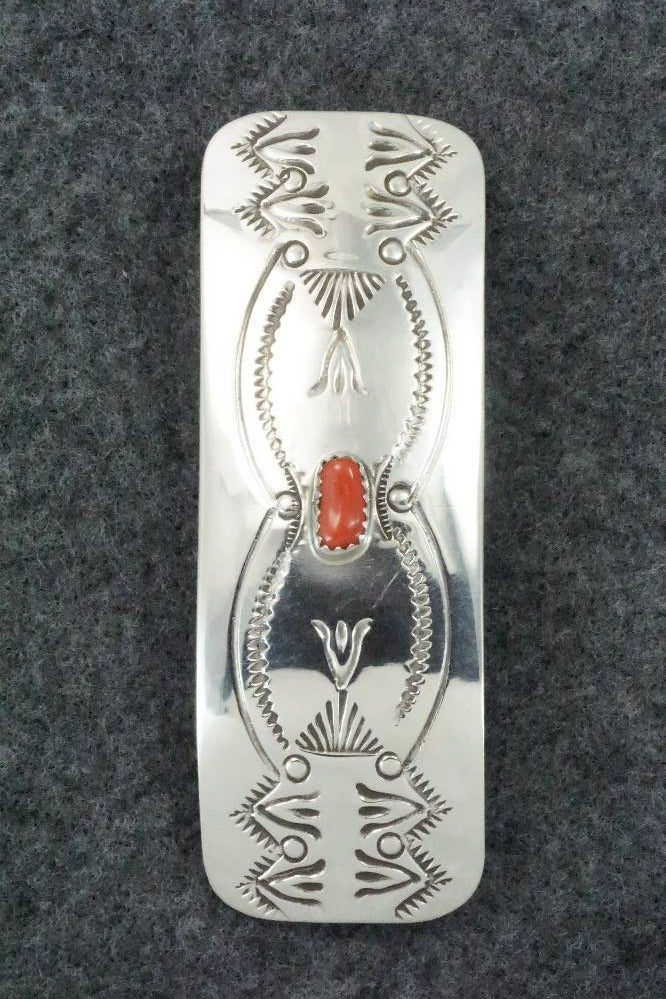 Coral & Sterling Silver Hair Barrette - Jolene Begay