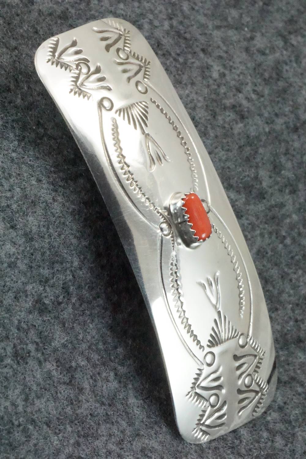 Coral & Sterling Silver Hair Barrette - Jolene Begay