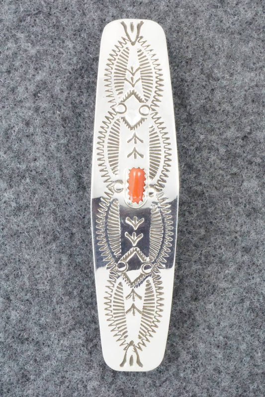 Coral & Sterling Silver Hair Barrette - Jolene Begay