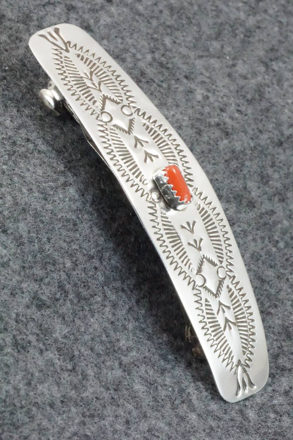 Coral & Sterling Silver Hair Barrette - Jolene Begay