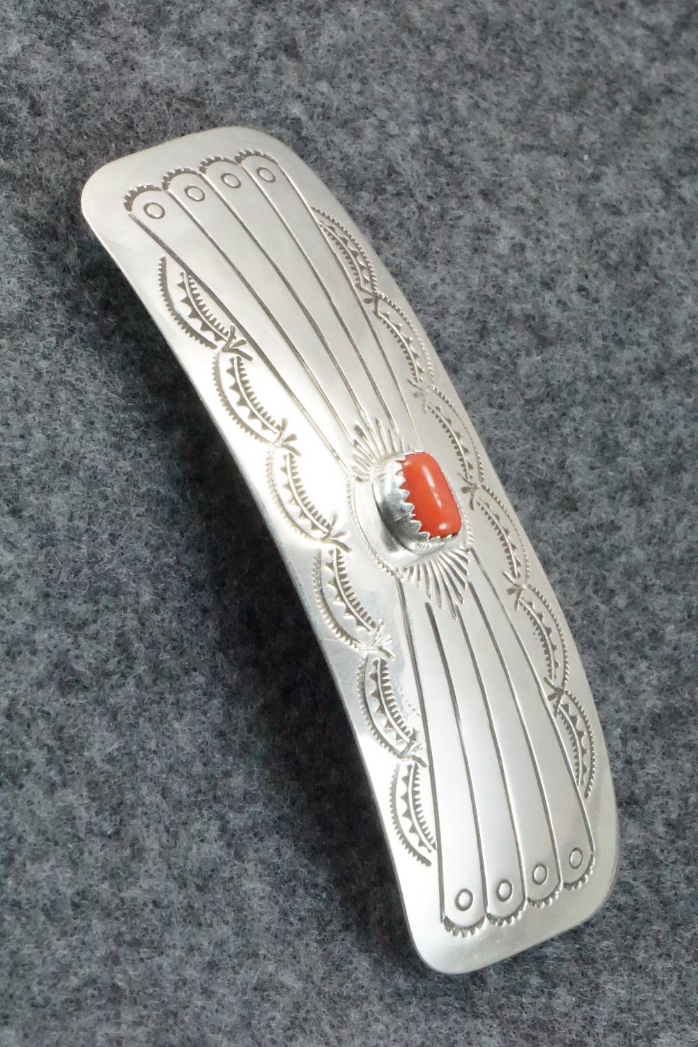 Coral & Sterling Silver Hair Barrette - Jolene Begay