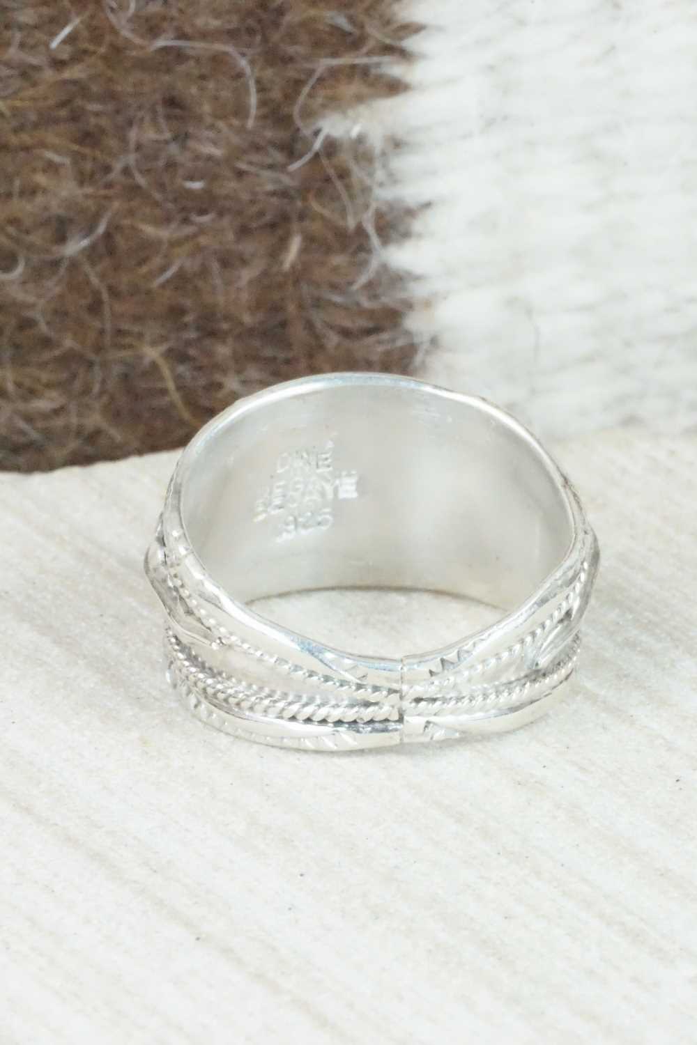 Turquoise, Coral and Sterling Silver Ring - Betty Begaye - Size 10.75