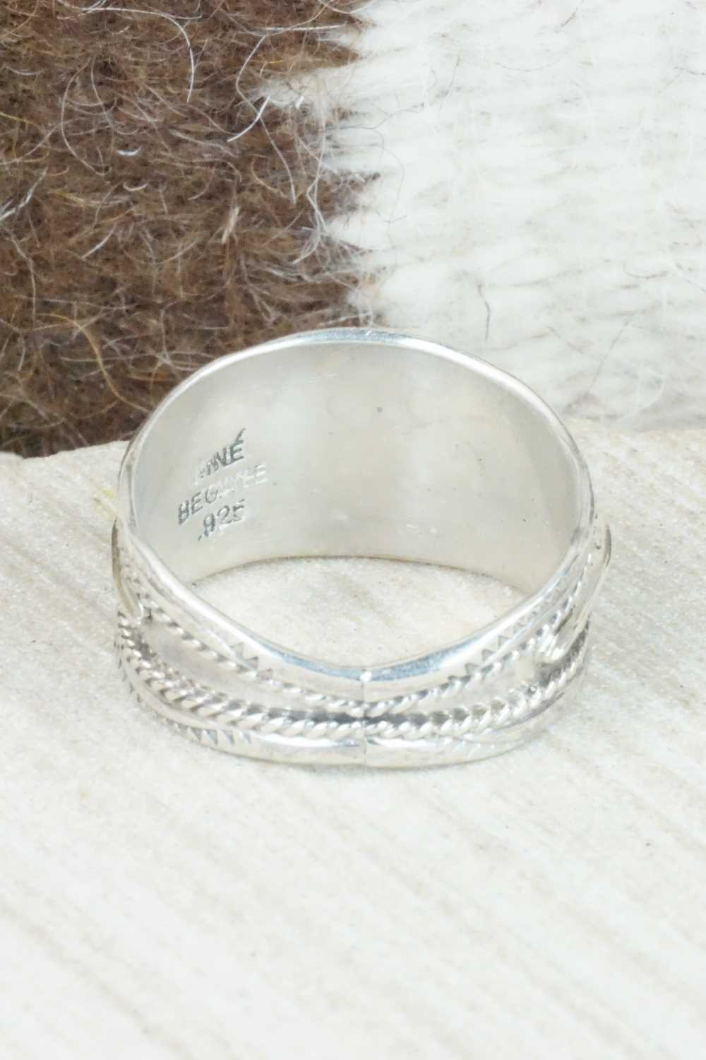 Turquoise, Coral and Sterling Silver Ring - Betty Begaye - Size 13.25