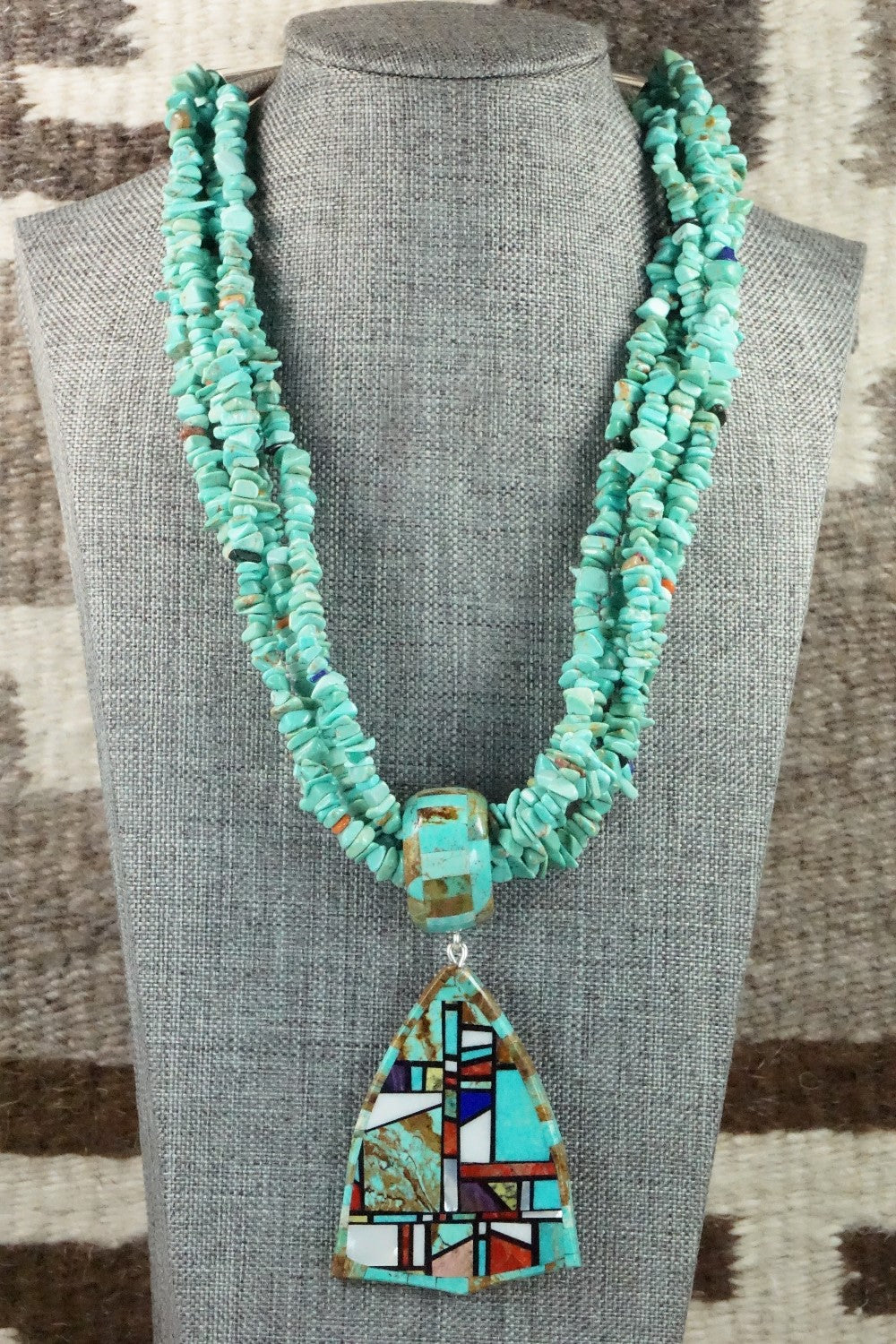 Turquoise, Multi Stone Pendant & Sterling Silver Necklace - Chris Nieto