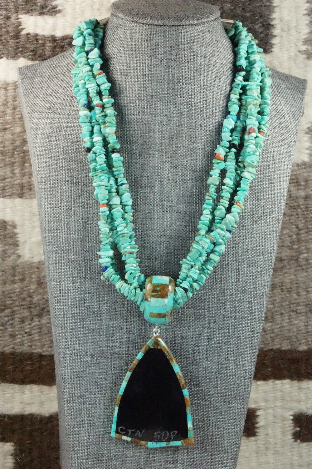 Turquoise, Multi Stone Pendant & Sterling Silver Necklace - Chris Nieto