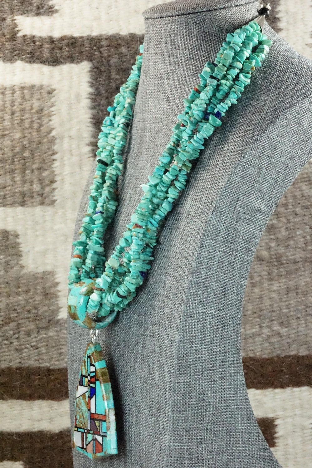 Turquoise, Multi Stone Pendant & Sterling Silver Necklace - Chris Nieto