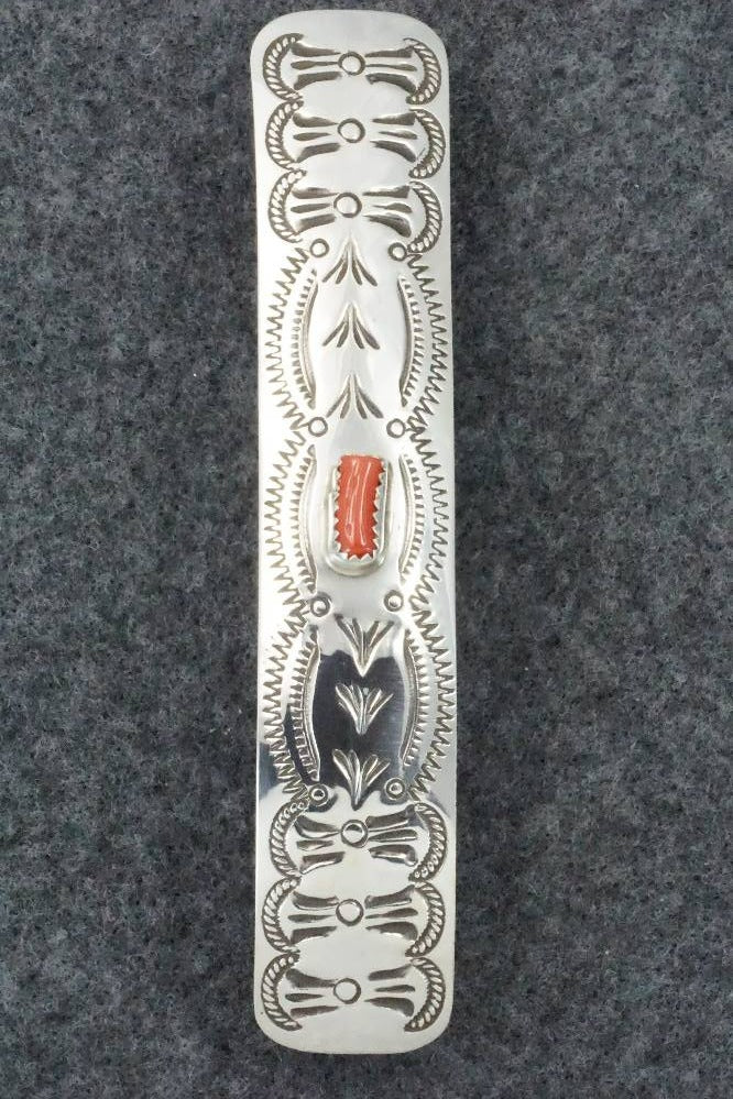 Coral & Sterling Silver Hair Barrette - Jolene Begay
