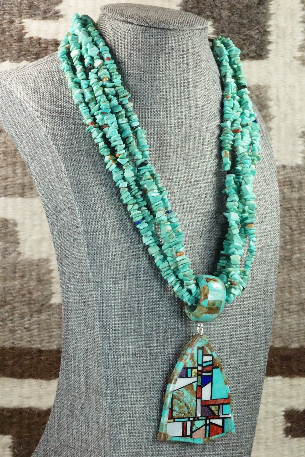 Turquoise, Multi Stone Pendant & Sterling Silver Necklace - Chris Nieto