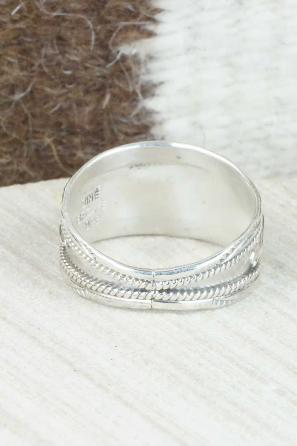 Turquoise, Coral and Sterling Silver Ring - Betty Begaye - Size 16