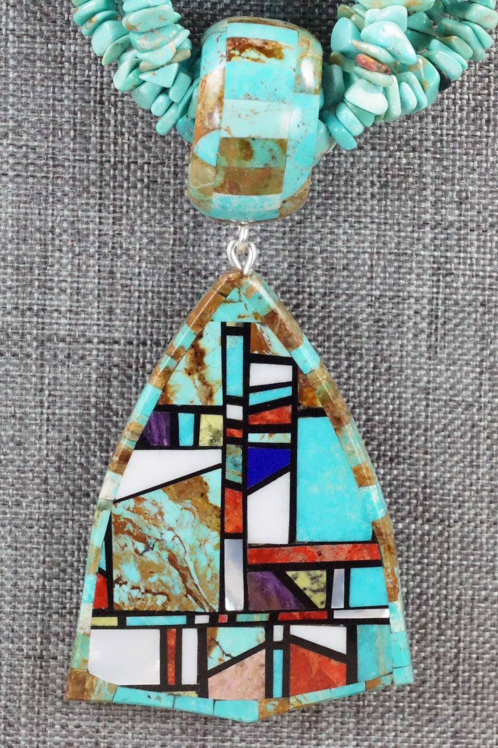 Turquoise, Multi Stone Pendant & Sterling Silver Necklace - Chris Nieto
