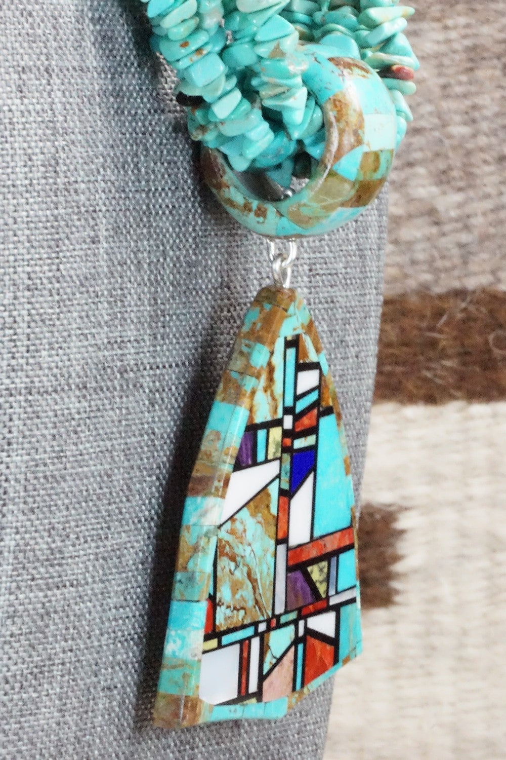 Turquoise, Multi Stone Pendant & Sterling Silver Necklace - Chris Nieto