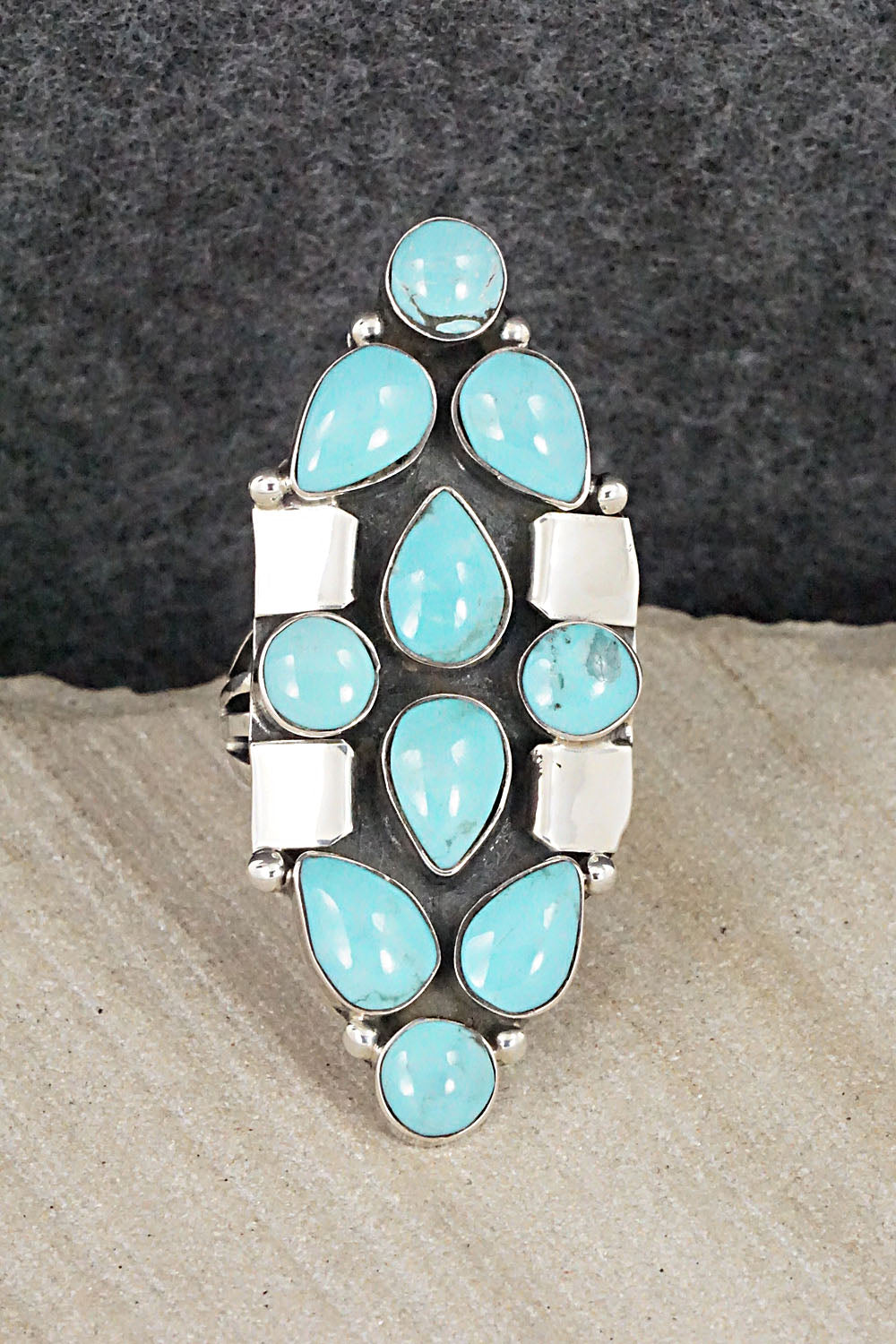 Turquoise & Sterling Silver Ring - Clarence Long - Size 6.5