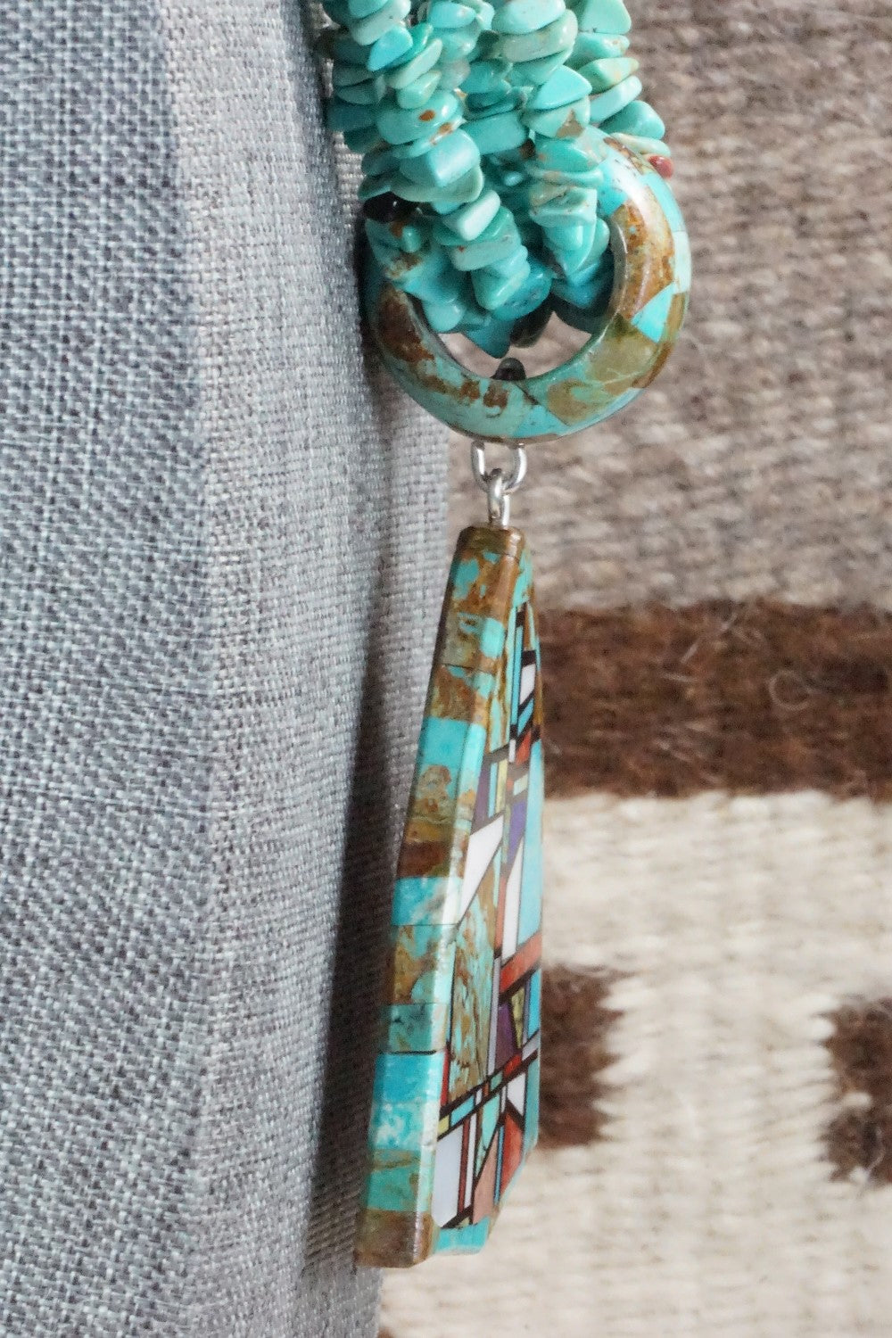 Turquoise, Multi Stone Pendant & Sterling Silver Necklace - Chris Nieto