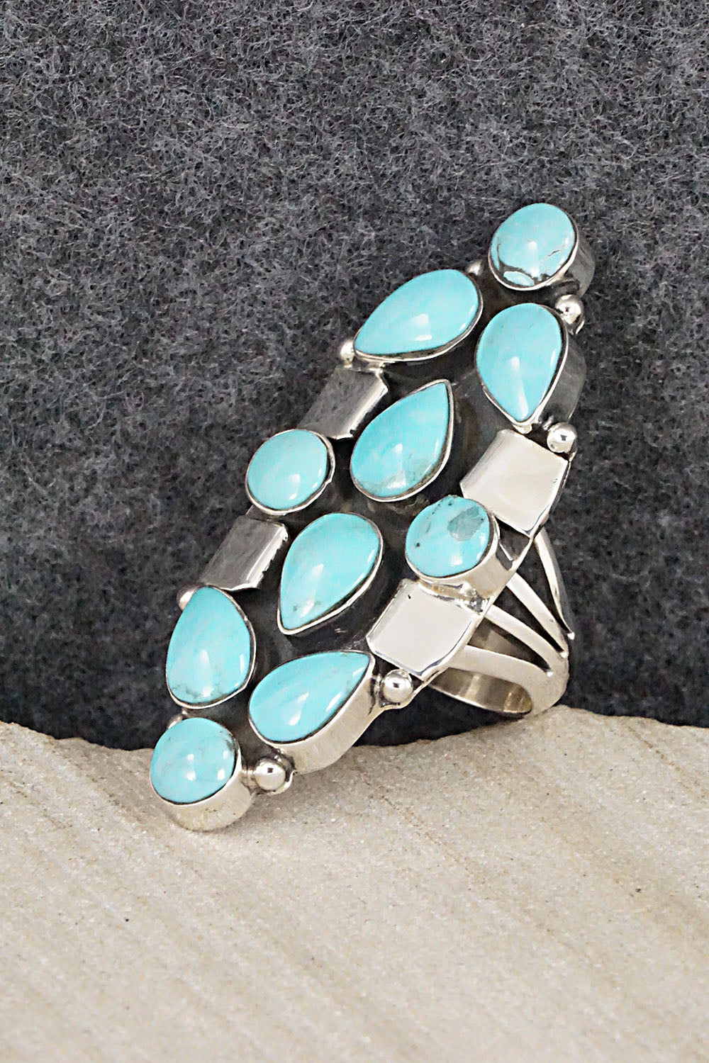 Turquoise & Sterling Silver Ring - Clarence Long - Size 6.5