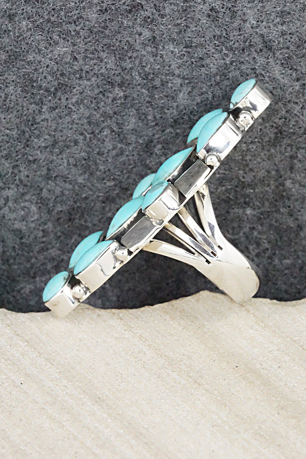 Turquoise & Sterling Silver Ring - Clarence Long - Size 6.5