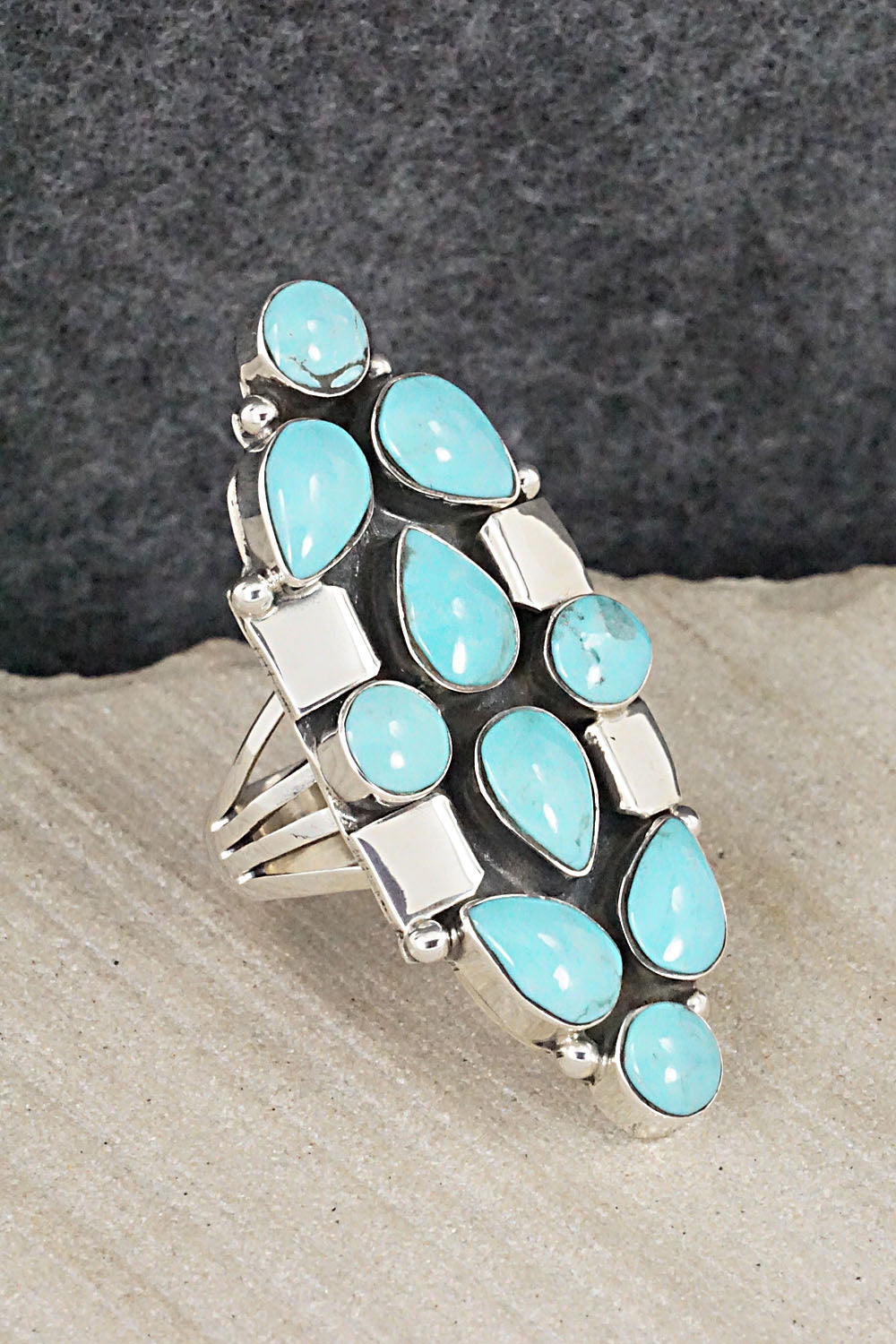 Turquoise & Sterling Silver Ring - Clarence Long - Size 6.5