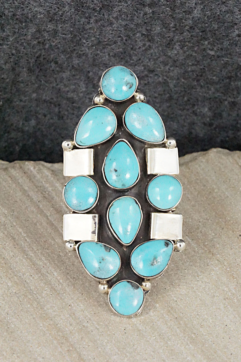 Turquoise & Sterling Silver Ring - Clarence Long - Size 6