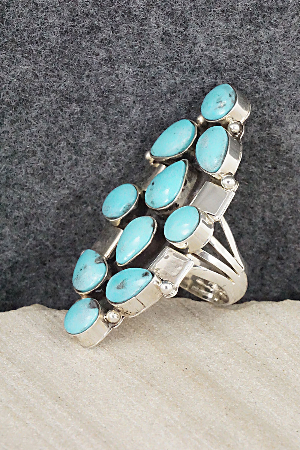 Turquoise & Sterling Silver Ring - Clarence Long - Size 6
