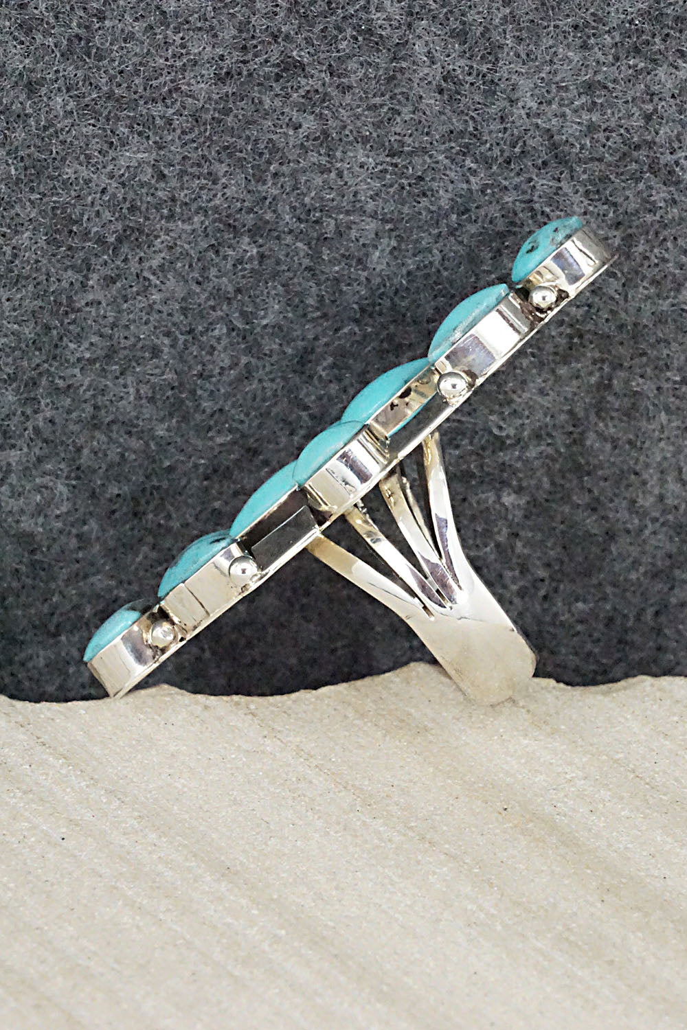 Turquoise & Sterling Silver Ring - Clarence Long - Size 6