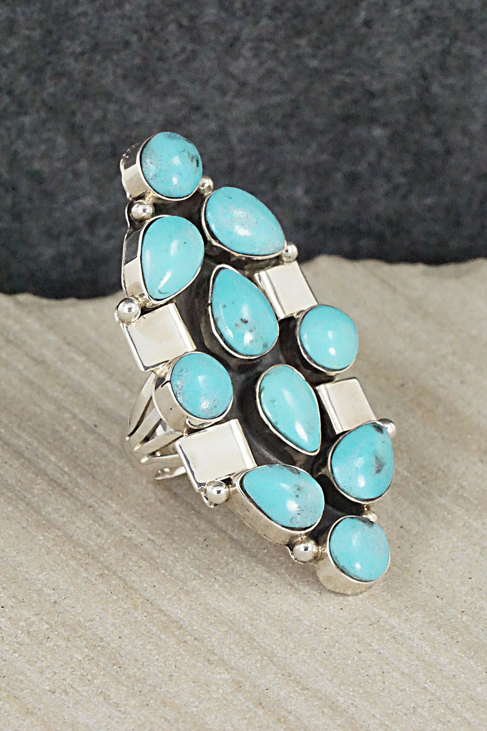Turquoise & Sterling Silver Ring - Clarence Long - Size 6