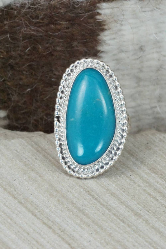 Turquoise & Sterling Silver Ring - Angeline Platero - Size 8.5